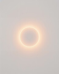 Wall Mural - soft inner glow around circular object radiating warm light on plain white background