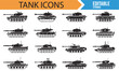 © R Hasan - Icons of battle tanks, military vehicles, and defense machinery for digital media and print.