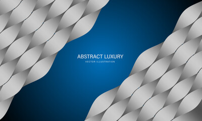 Wall Mural - abstract silver ribbon curve texture overlap on blue blank space luxury background vector