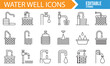 © R Hasan - Collection of icons representing water supply and well management systems, perfect for sustainable living themes.