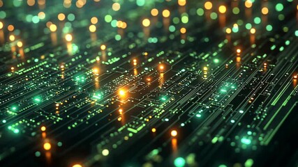 Wall Mural - abstract background futuristic neon light glowing in cybernetic verse, green orang light