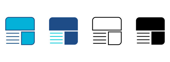 Layout Icon Set With Multiple Styles. Vector Illustration