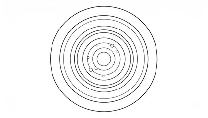 Abstract Concentric Rings Design on White Background with Contour Style Line Layout
