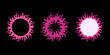 © marina_ua - Fire circles set. Rings with burning flame. y2k old school girly design. Emo, glam rock, rave, gothic or pop conceptual purple elements. Vector illustration isolated on black background in flat style