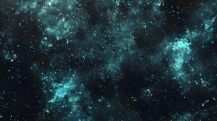 deep space nebula with swirling turquoise clouds and scattered stars. vast expanse of dark cosmic ba