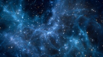 Wall Mural - Celestial vision showcases a stunning deep blue nebula filled with twinkling cosmic stars
