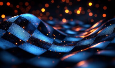 Wall Mural - checkered fabric illuminated by glowing particles in an artistic display