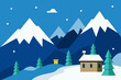 © Pranto - snowy mountain village scene with pine trees