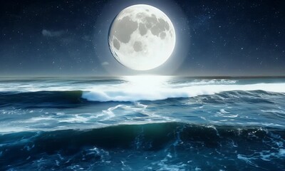 Wall Mural - moon over water
