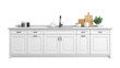 © Iaroslav - Contemporary kitchen cabinet featuring white doors, drawers, and a natural wood visualizations ideal for interior design countertop,