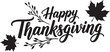 © Farina - Vector art of happy thanksgiving text with autumn leaves and branches