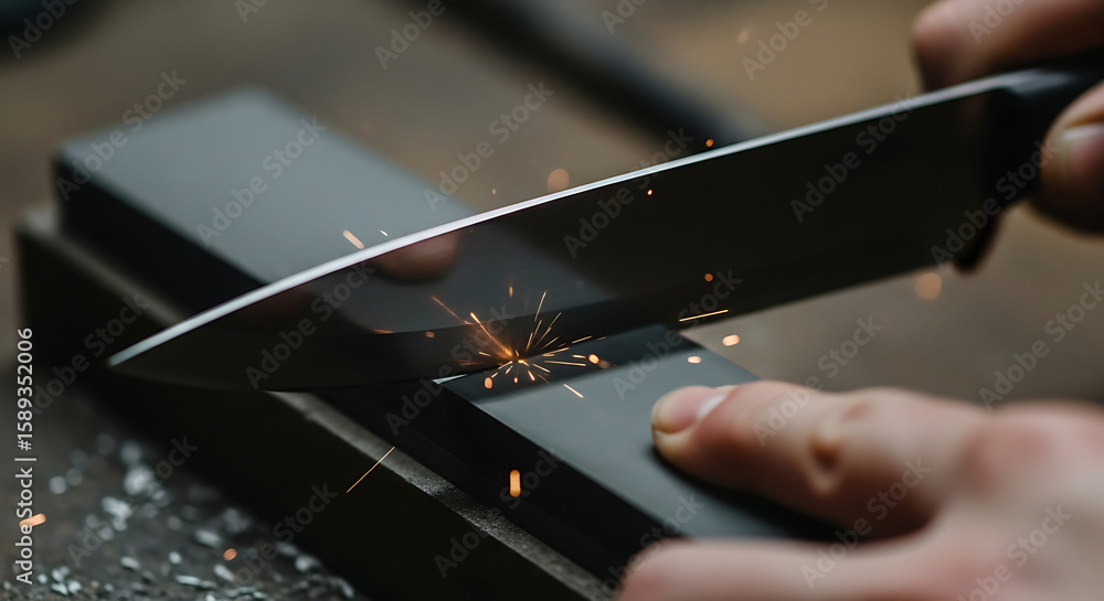 Knife sharpening activity to get a sharp blade. Stock Photo | Adobe Stock
