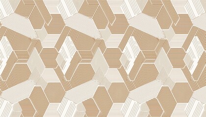 abstract geometric seamless pattern trendy beige and white hexagon design