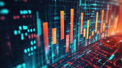 Wall Mural - Futuristic Abstract Background with Glowing 3D Data Visualizations