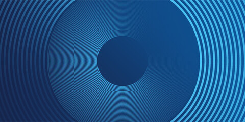 Poster - abstract blue glowing geometric lines on dark blue background. modern shiny blue circle lines patter