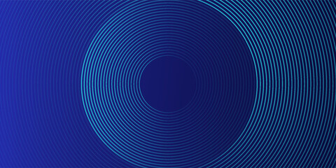Poster - blue abstract background with glowing circles. swirl circular lines pattern. geometric spiral. twirl
