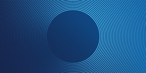 Poster - abstract blue glowing geometric lines on dark blue background. modern shiny blue circle lines patter