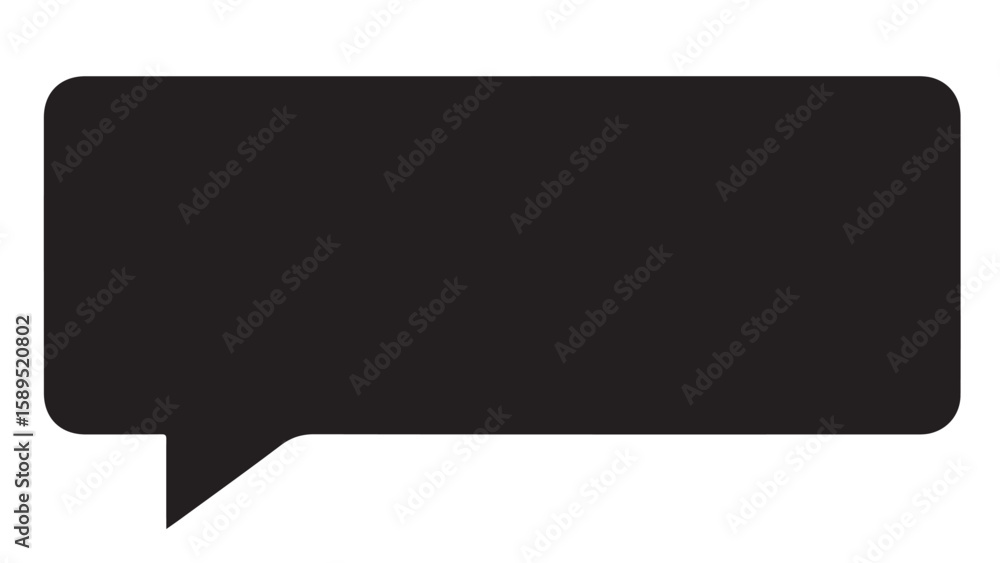 Black speech bubble with rounded edges, vector element for web design and messaging