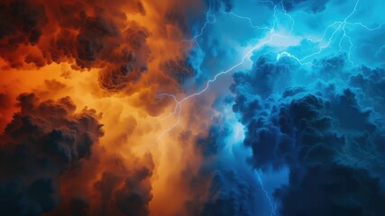 Wall Mural - a dramatic cloudy sky with lightning bolts, great for weather or drama scenes