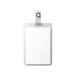 © Camila - White id badge holder with retractable reel clip name tag card holder for office event conference  char on transparent background