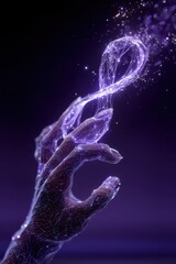 Wall Mural - abstract hand forming a luminous infinity symbol with ethereal light