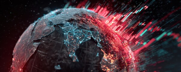 Wall Mural - digital globe with data visualization and technological features