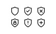 © 123levit - Set of minimal shield icons with security symbols in black outline style