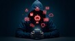 © Zabi - A hooded hacker uses a smartphone with ai icons, symbolizing cybersecurity threats and data breaches in the digital world