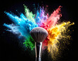 © Shinta - Crushed eyeshadow in vibrant rainbow colors scattered on black background