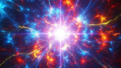Wall Mural - a bright starburst of light and energy explodes outwards in an abstract cosmic illustration