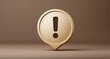 © MDOFF656 - 3D icon of an exclamation mark in a speech bubble, light brown background, isometric view, Cinema 4D render, high resolution, highly detailed