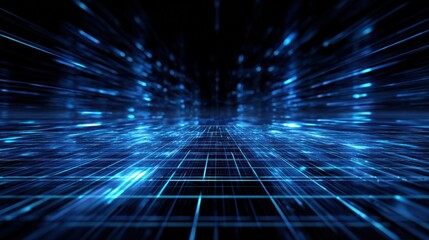 Wall Mural - blue virtual technology background with lines and grids, no logos, no brands