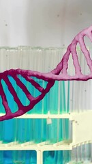 Wall Mural - Animation of dna strand and scientific data processing over male scientist in laboratory