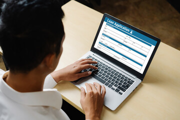 Wall Mural - Online loan application form for modish digital information collection on the internet network