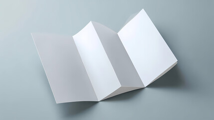 Wall Mural - Clean blank tri fold brochure template for mock up on an isolated background. leaflet, pamphlet, flyer, booklet, catalog empty mock-up - 3d render illustrating for mockup presentation of map design.