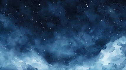 Wall Mural - a vibrant painting of the night sky featuring clouds and stars, perfect for use in illustrations or 
