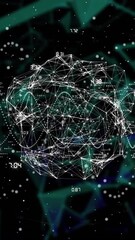 Wall Mural - animation of digital network sphere with data points on abstract background