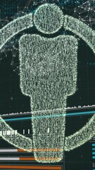 Wall Mural - digital figure icon over data processing and network connections animation