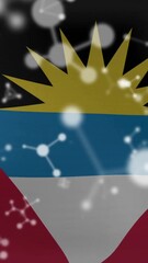 Wall Mural - antigua and barbuda flag with scientific data processing animation overlay