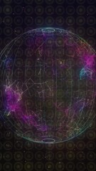 Wall Mural - digital globe glowing with colorful network connections over dark animation background