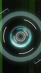 Wall Mural - in server room, green-lit environment with futuristic digital interface animation