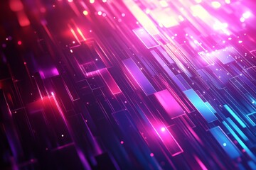 Wall Mural - vibrant abstract digital design with colorful glowing squares and lines