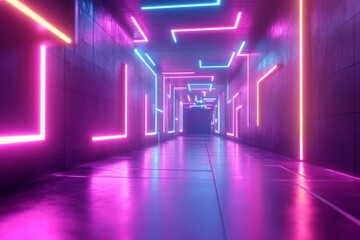 Wall Mural - vibrant abstract digital design with colorful glowing squares and lines.