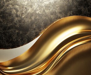 Wall Mural - wavy golden lines blend seamlessly with dark lustrous background elements