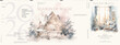 © Molibdenis-Studio - A delicate watercolor poster set featuring cozy interiors, snowy cabins, and minimalist New Year compositions for 2026. Perfect for seasonal cards, ads, or winter promotions.