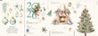 © Molibdenis-Studio - Festive watercolor posters with elegant ornaments, Christmas tree, fireplace, and New Year decor for 2026. Ideal for holiday cards, invitations, or seasonal displays.