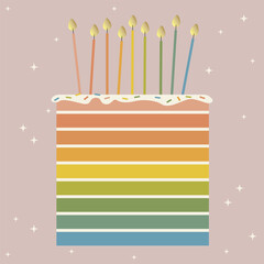 Wall Mural - abstract pastel background with rainbow cake vector illustration. abstract cute background. decorati
