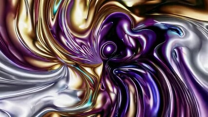 Wall Mural - mesmerizing liquid metal swirls: vibrant purple and gold flowing motion