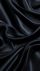 Wall Mural - elegant curves of smooth black fabric with gentle decorative silk forming delicate waving lines