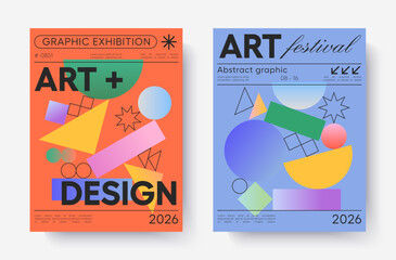 Wall Mural - abstract geometric art posters.vector backgrounds with bold dynamic shapes and modern typography.art